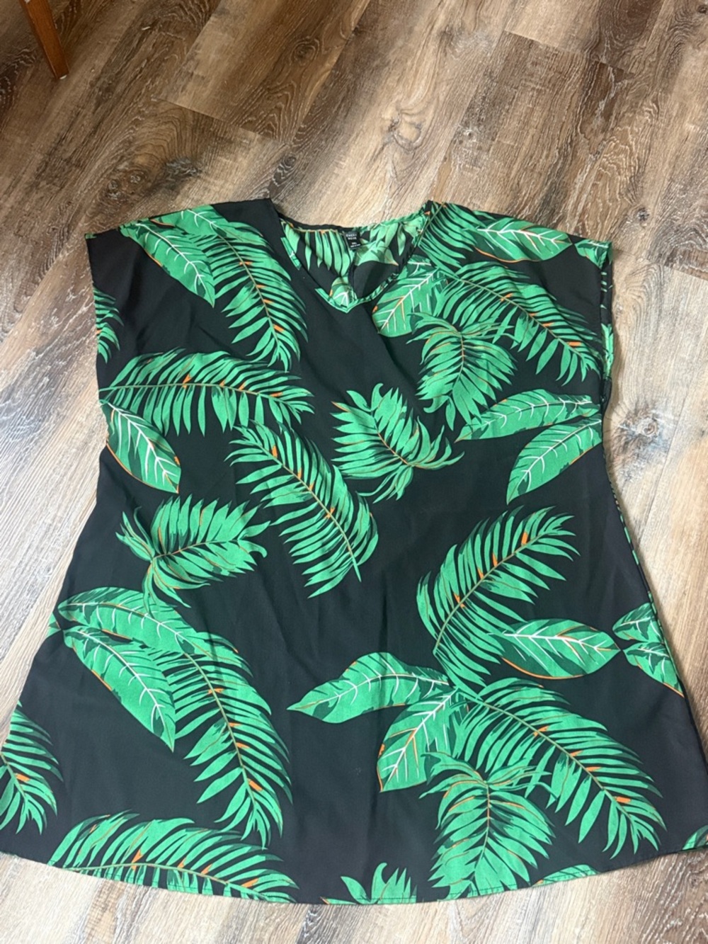 Tropical Black & Green Palm Print Dress